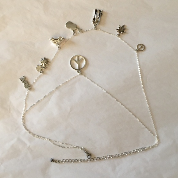 “Groovy Hippie" Handmade 2-Layer Necklace, Flower Power Peace Love Music VW Bug - Picture 12 of 15